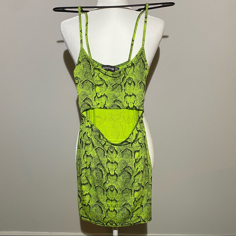 Snake Print Ribbed Strappy Cut Out Centre Bodycon Dress